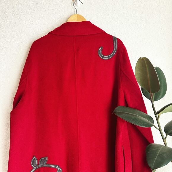 Rara Avis By Iris Apfel Wool Blend Trench Coat Size 3XL Long Monkeys Dopamine - Picture 5 of 10